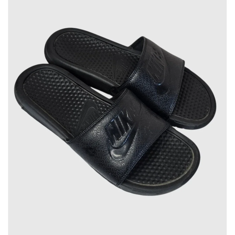 Nike Benassi JDI Slides Mens 9 Womens 10.5 Black Streetwear Sporty Minimalist